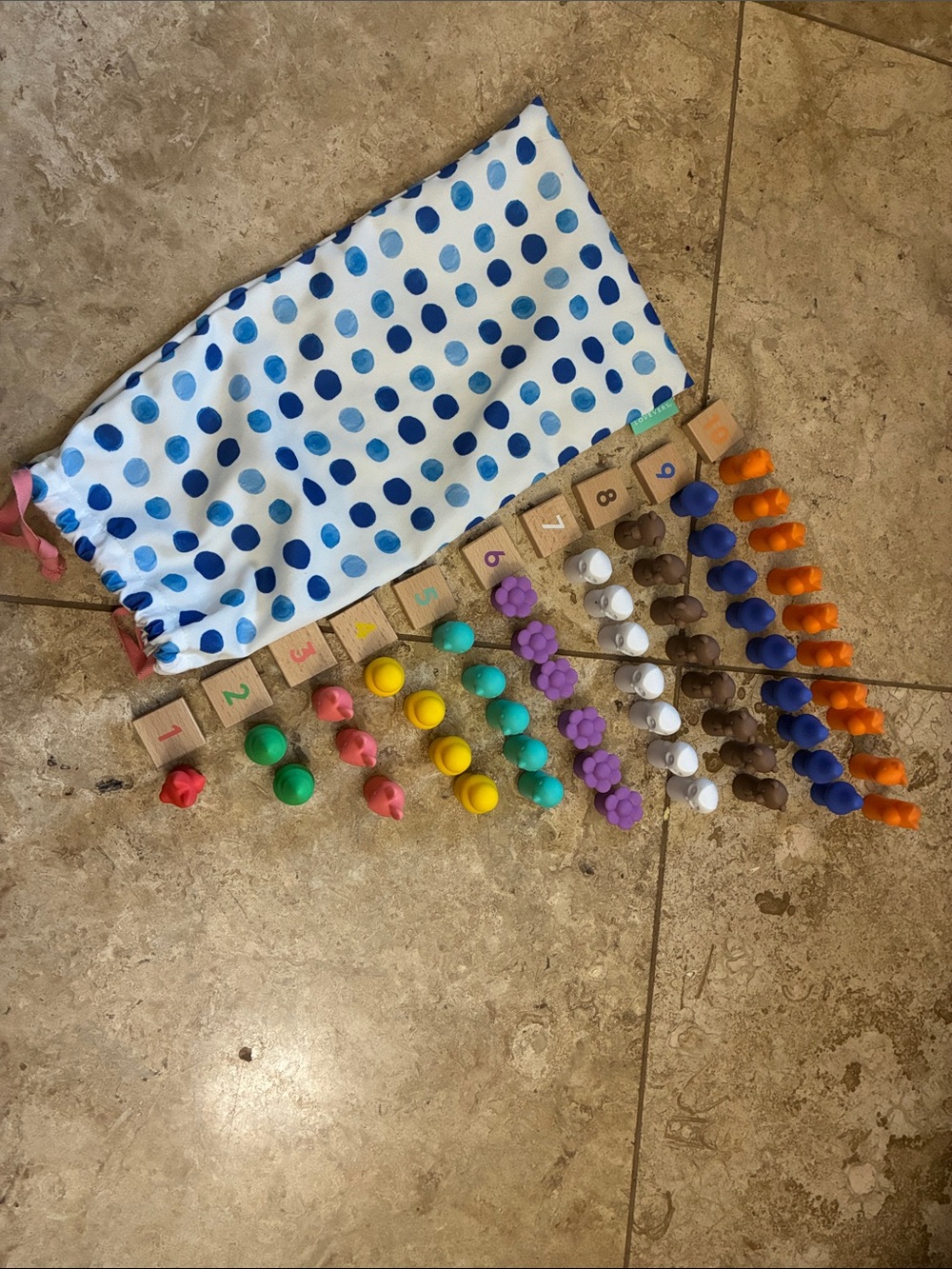 Lovevery Replacement Pieces - 55 Nature Counters, Number Tiles & Bag